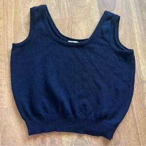 St. John Womens Knit Tank Top Navy Sz S Made In USA